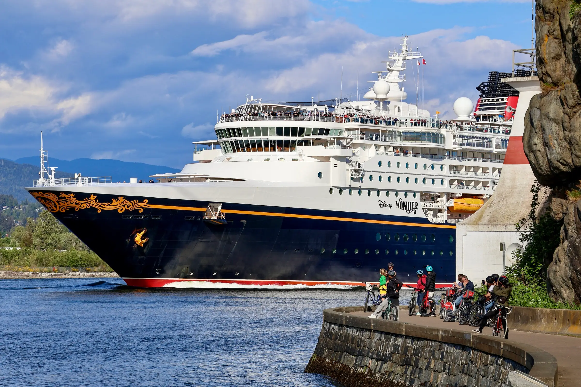 Disney Wonder passing Prospect Point in Stanley Park, Vancouver, in May 2025